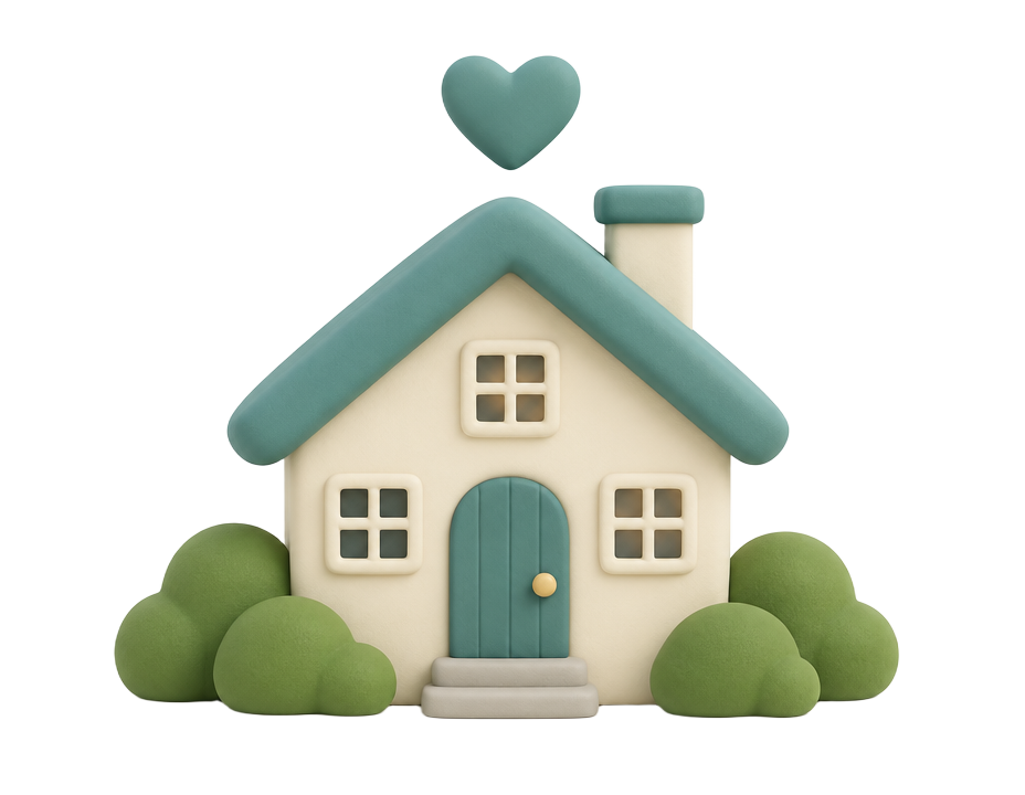 Illustration of a cosy home with a heart above it